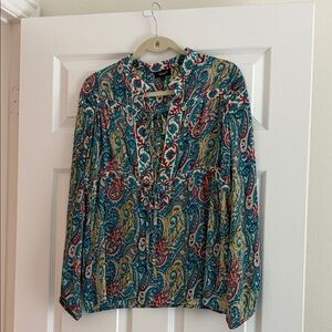 Tolani Paisely Cap Sleeve Blouse - multi colored